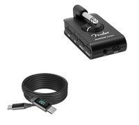 BoxWave Cable compatible con Fender Mustang Micro amplificador de auriculares de guitarra, cable PowerDisplay PD (6 pies) - USB-C a USB-C (100 W), información de potencia LED, nailon trenzado