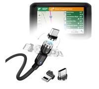 BoxWave Cable compatible con Garmin Dezl 580 LMT-S MagnetoSnap AllCharge, cable de carga magnético USB tipo C micro USB, color negro azabache