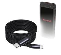 BoxWave Cable compatible con Honeywell CT47 - Cable PD DirectSync (10 pies) - USB-C a USB-C (100 W), carga rápida de aleación de nailon trenzado tipo C largo - Negro azabache