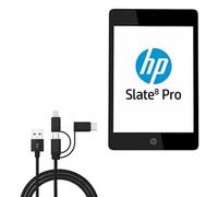BoxWave Cable compatible con HP Pro Slate 8 - Cable AllCharge 3 en 1 - Negro azabache