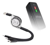 BoxWave Cable compatible con IK Multimedia iRig Pre HD - AllCharge miniSync, retráctil, cable USB portátil, color negro azabache