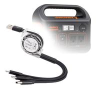 BoxWave Cable compatible con Jackery Explorer 300 - AllCharge miniSync, retráctil, cable USB portátil, color negro azabache
