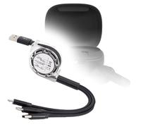 BoxWave Cable compatible con JBL Live Pro 2 TWS - AllCharge miniSync, retráctil, cable USB portátil, color negro azabache