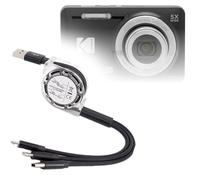 BoxWave Cable compatible con Kodak PIXPRO FZ55 - AllCharge miniSync, retráctil, cable USB portátil, color negro azabache