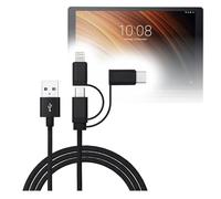 BoxWave Cable compatible con Lenovo Yoga Tab 3 Plus - Cable AllCharge 3 en 1 - Negro azabache