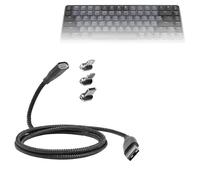 BoxWave Cable compatible con Logitech MX Mechanical Mini - MagnetoSnap PD AllCharge Cable (100 W), carga magnética trenzada USB tipo C Micro - Negro azabache