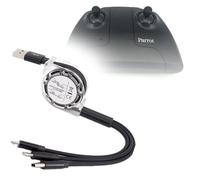 BoxWave Cable compatible con mando a distancia Parrot ANAFI AllCharge miniSync, retráctil, cable USB portátil, color negro azabache
