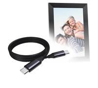 BoxWave Cable compatible con marco de fotos digital AEEZO (10.1 pulgadas) - Cable PD DirectSync (3 pies) - USB-C a USB-C (100 W), carga trenzada tipo C y sincronización rápida - Negro azabache