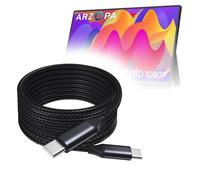 BoxWave Cable compatible con monitor portátil ARZOPA A1M para laptop, cable DirectSync PD (10 pies) - USB-C a USB-C (100 W), carga rápida de aleación de nailon trenzado tipo C largo - Negro azabache
