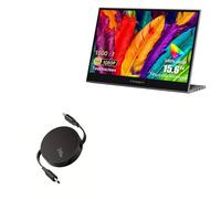 BoxWave Cable compatible con monitor portátil INNOCN 15A1F (15.6 pulgadas) - PD miniSync (240 W), cable USB tipo C portátil retráctil PD 240 W - Negro azabache