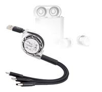 BoxWave Cable compatible con Motorola Moto Buds 120 - AllCharge miniSync, retráctil, cable USB portátil, color negro azabache