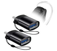 BoxWave Cable compatible con Nokia Clarity Solo Bud+ - USB-C a A PortChanger (paquete de 2), llavero portátil USB tipo C OTG USB - Negro pizarra