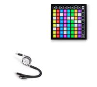 BoxWave Cable compatible con Novation Launchpad Mini [MK3] AllCharge miniSync, retráctil, cable USB portátil, color negro azabache