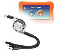 BoxWave Cable compatible con Playaway Launchpad AllCharge miniSync, retráctil, cable USB portátil, color negro azabache