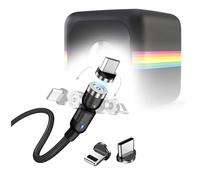 BoxWave Cable compatible con Polaroid Cube Act II - MagnetoSnap AllCharge Cable, cable de carga magnético USB tipo C Micro USB - Negro azabache