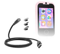 BoxWave Cable compatible con reproductor de música MP3 Prysyedawn Kids (2.8 pulgadas) - MagnetoSnap PD AllCharge Cable (100 W), carga magnética trenzada USB tipo C Micro - Negro azabache