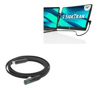 BoxWave Cable compatible con SideTrak Swivel FHD de 14 pulgadas, PowerDisplay PD en ángulo recto (4 pies) - USB-C a USB-C (100 W), información de potencia LED, nailon trenzado extralargo, color negro