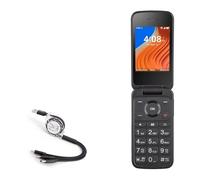 BoxWave Cable compatible con TCL Flip 2 - AllCharge miniSync, retráctil, cable USB portátil, color negro azabache