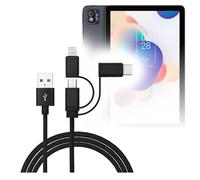 BoxWave Cable compatible con TCL TAB 10s 9081X1-2CAZUS11 (10.1 pulgadas) - Cable AllCharge 3 en 1 - Negro azabache
