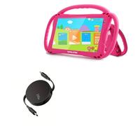 BoxWave Cable compatible con TOPELOTEK Kids Tablet KIDS708 (7 pulgadas) - PD miniSync (240 W), cable USB tipo C portátil PD retráctil de 240 W - Negro azabache