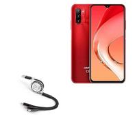 BoxWave Cable compatible con Ulefone Note 12 - AllCharge miniSync, retráctil, cable USB portátil, color negro azabache