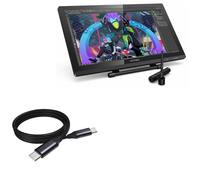 BoxWave Cable compatible con XP-Pen Artist Display 22R Pro - Cable PD DirectSync (3 pies) - USB-C a USB-C (100 W), carga trenzada tipo C y sincronización rápida - Negro azabache