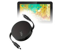 BoxWave Cable compatible con XP-Pen Drawing Tablet MD160U (15.6 pulgadas) - PD miniSync (240 W), cable USB tipo C portátil retráctil PD 240 W - Negro azabache