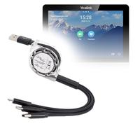 BoxWave Cable compatible con Yealink CTP18 - AllCharge miniSync, retráctil, cable USB portátil, color negro azabache