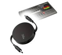 BoxWave Cable compatible con Zoom R20 - PD miniSync (240 W), cable USB tipo C portátil PD retráctil de 240 W, color negro azabache