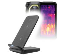 BoxWave Cargador compatible con Ulefone Armor Mini 20T Pro - Soporte inalámbrico de carga rápida (15 W), carga inalámbrica de visualización de escritorio - Negro azabache