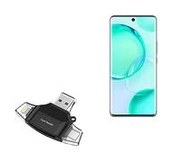 BoxWave Smart Gadget compatible con Huawei Honor 50 SE - AllReader lector de tarjetas SD, lector de tarjetas microSD SD compacto USB - Negro azabache