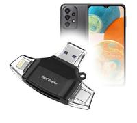 BoxWave Smart Gadget compatible con Samsung Galaxy A23 5G UW - AllReader lector de tarjetas SD, lector de tarjetas microSD compacto USB - Negro azabache