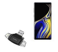 BoxWave Smart Gadget compatible con Samsung Galaxy Note 9 - AllReader lector de tarjetas SD, lector de tarjetas microSD compacto USB - Negro azabache