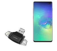 BoxWave Smart Gadget compatible con Samsung Galaxy S10 Plus - AllReader lector de tarjetas SD, lector de tarjetas microSD compacto USB - Negro azabache