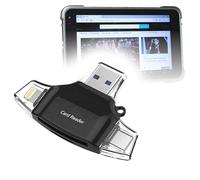 BoxWave Smart Gadget compatible con tablet resistente Vanquisher SV-82 (8 pulgadas) - Lector de tarjetas SD AllReader, lector de tarjetas microSD SD Compact USB - Negro azabache