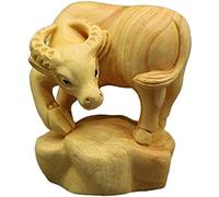 Boxwood Chinese Zodiac Statues, Hand Carved Boxwood Sculpture, Feng Shui Decor Ornament, Housewarming Congratulatory Attract Wealth Gift, Dog Gift(Ox)