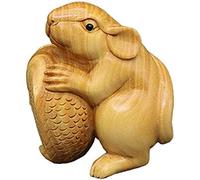 Boxwood Chinese Zodiac Statues, Hand Carved Boxwood Sculpture, Feng Shui Decor Ornament, Housewarming Congratulatory Attract Wealth Gift, Dog Gift(Rat)