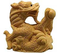 Boxwood Chinese Zodiac Statues, Hand Carved Boxwood Sculpture, Feng Shui Decor Ornament, Housewarming Congratulatory Attract Wealth Gift, Dog Gift(Dragon)