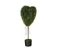 Boxwood Tree, Heart Form Foliage, Potted Fake Shrubbery, Lifelike Evergreen Exterior Decor, Professional Grade Visual Display, Spring Season Essential, Black Base Small Weatherproof Bush