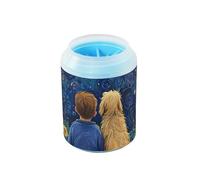 Boy and Dog Stars Moon Dreamy Limpiador portátil para perros y masajeador, cepillo de silicona suave, suministros de aseo para perros y gatos pequeños y medianos