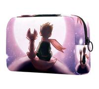 Boy and Fox Sitting on Planet Starry Sky - Neceser de viaje para mujer, bolsa organizadora de maquillaje grande con cremallera, multicolor, 18.5x7.5x13cm/7.3x3x5.1in, Neceser