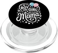 Boy and Girl Mama Mom of Two Blue Pink Balloons Heart Motifs PopSockets PopGrip para MagSafe