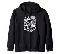 Boy and Girl Mama Mom of Two Blue Pink Balloons Heart Motifs Sudadera con Capucha