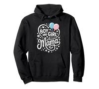 Boy and Girl Mama Mom of Two Blue Pink Balloons Heart Motifs Sudadera con Capucha