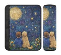 Boy Dog Stars Moon Dreamy - Paquete de 2 cojines para cinturón de seguridad, más comodidad de conducción, fundas para cinturón de seguridad de coche para camión