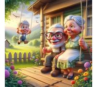 Boy Garden Swing Jigsaw Puzzle 150 Pieces 65x65cm/26x26inch, Difficult Jigsaw Puzzles for Adults 150, Beautiful Art Work, Great Festive Puzzle Gift for Men/Women