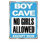 Boy Room Metal Sign No Girls Allowed Humorous Gift 12x8 Inch