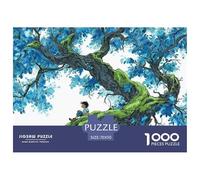 Boy Sitting in The Crook of Old Oak Tree 1000 Pcs Ökopapier Puzzle Giant Blue Tree Stressabbau Familienspiel Puzzles Als Geburtstagsgeschenke 70x50cm/1000pcs