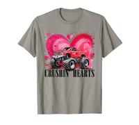 Boy Valentine Monster Truck Crushin Hearts Niños Camiseta