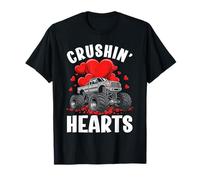 Boy Valentine Monster Truck Crushin Hearts Niños Camiseta